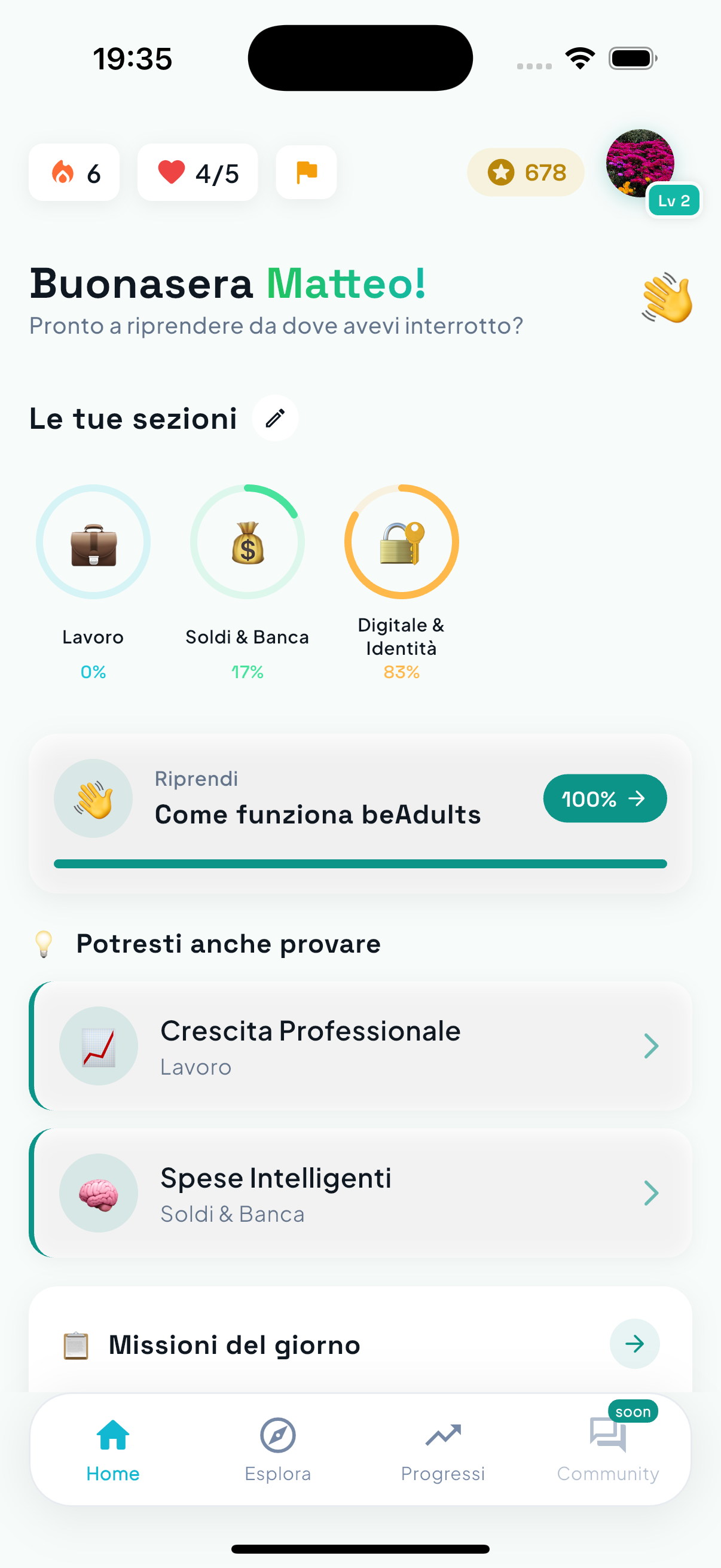 Schermata Home di beAdults